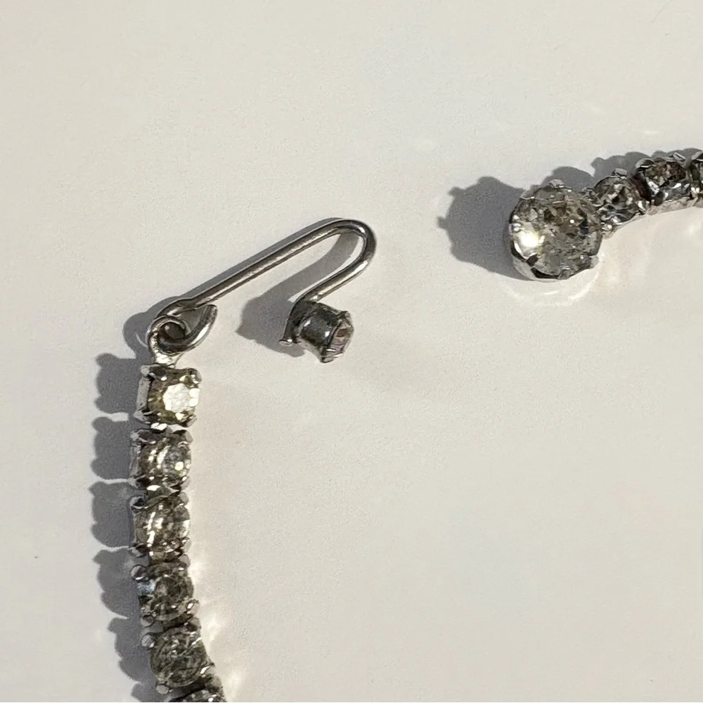 Weiss Vintage Signed White Rhinestone Choker Necklace